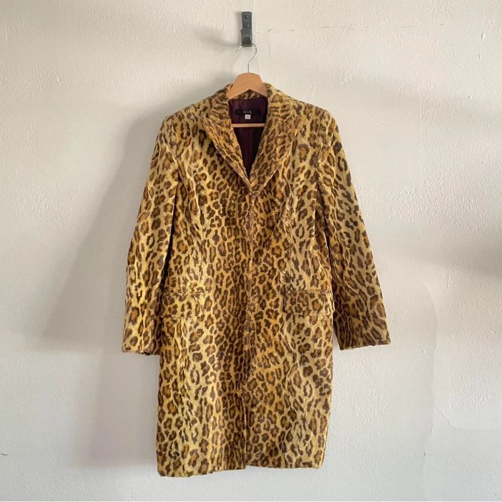 Vintage 90s Y2K leopard fur blazer coat. Fits like a medium. - Picture 1 of 4